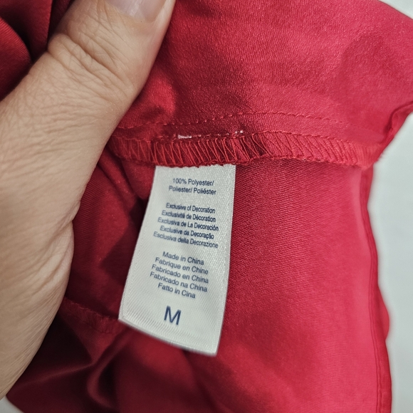 Oscar De La Renta Vintage 90's Red Satin Sleeveless Slip Nightie Medium - Picture 7 of 8